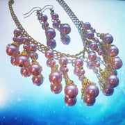 String Light Pearl Necklace and Earring Set